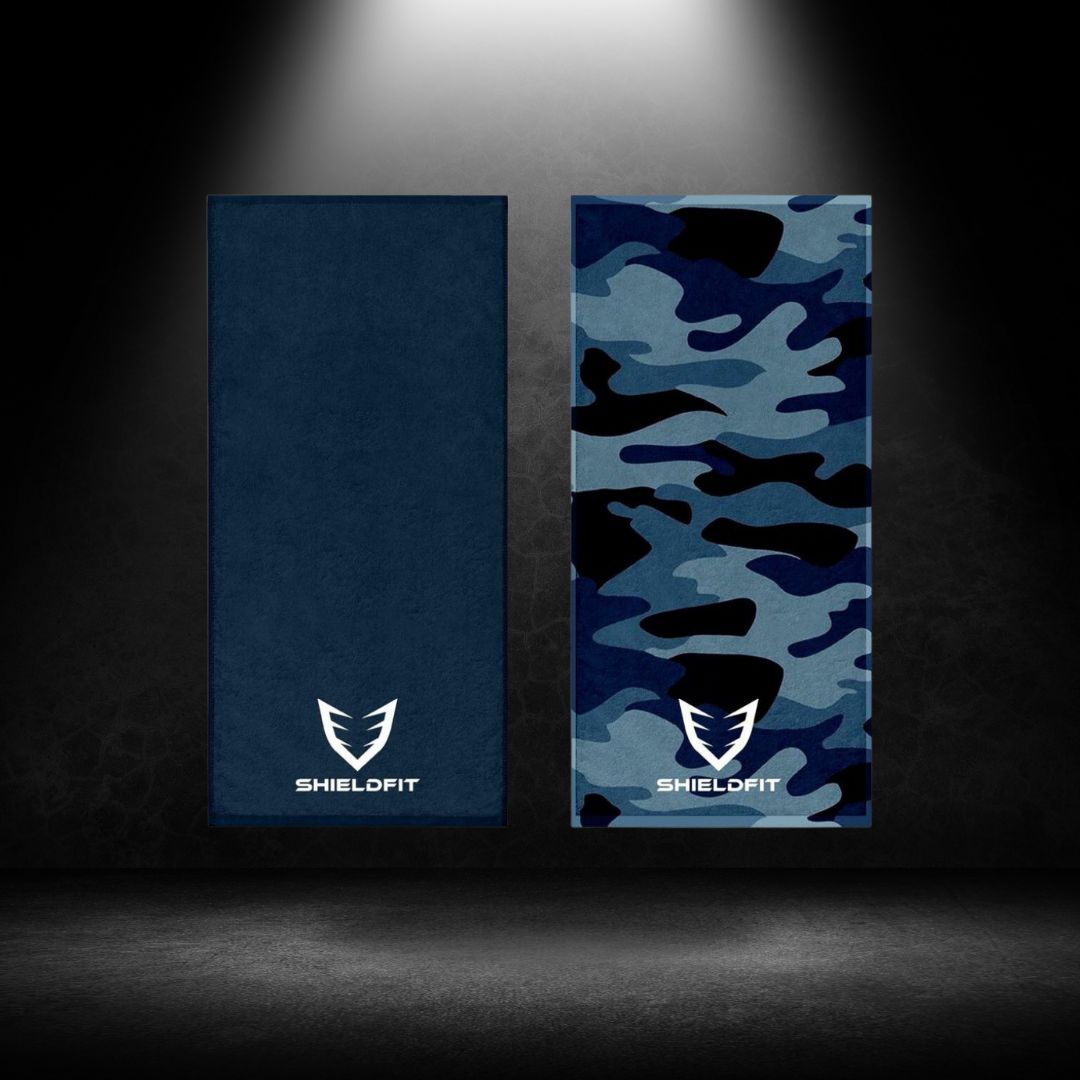 Antibacterial Gym Towel: Blue Camo